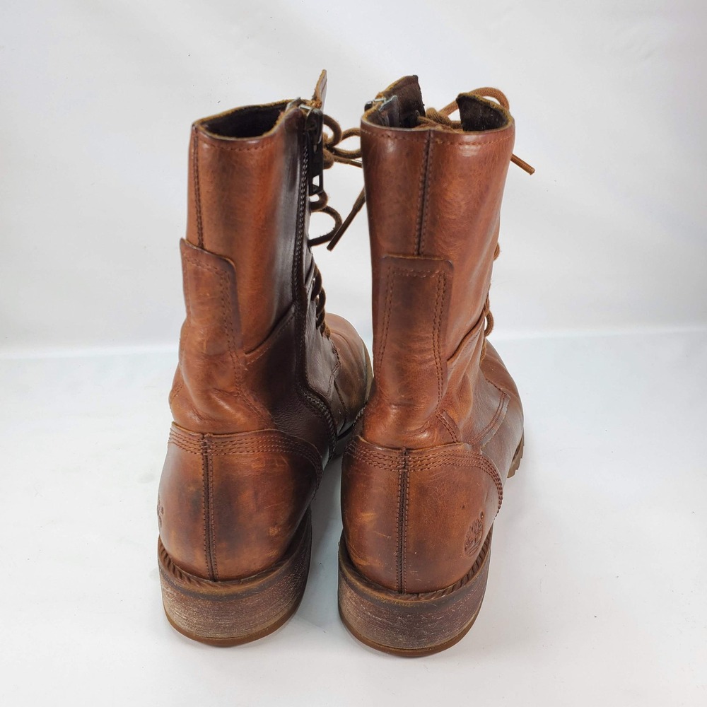 Timberland Main Hill Combat Boots Womens 7.5 Brown Leather Side Zip A169S Rugged - Picture 3 of 7